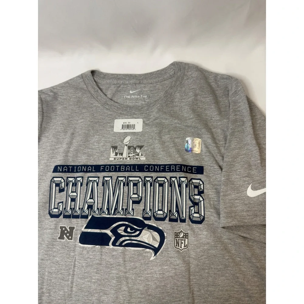Nike‎ Seattle Seahawks Super Bowl XLIX NFC Champions Gray Kids T-Shirt Size L